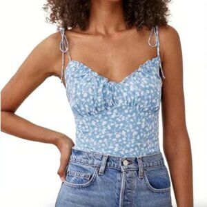 Reformation Robertson Tank Top - Size 2, in Marie Blue Floral
